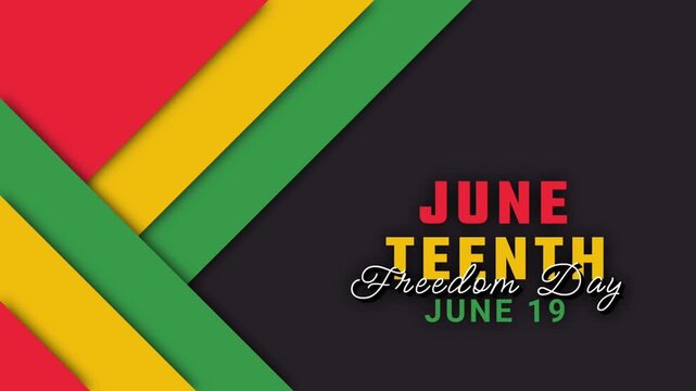 Juneteenth Celebration Background with Red Yellow Green Stripes and Bold Typography