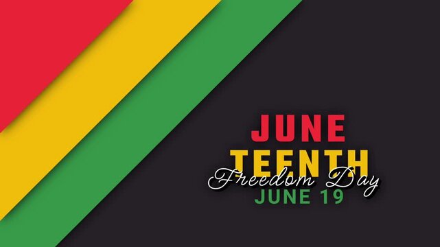 Juneteenth Freedom Day Elegant Red Yellow Green Background Animation