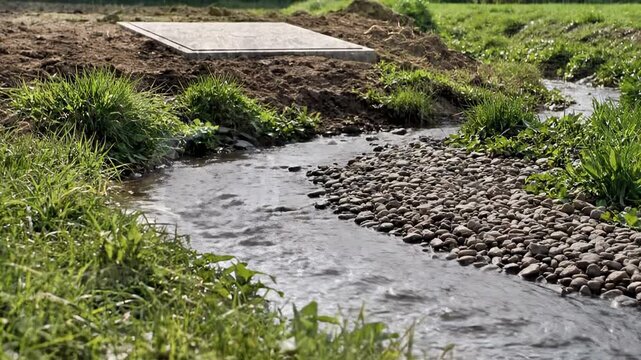 Clear Water Flow: From Drainage Pipe to Serene Natural Stream