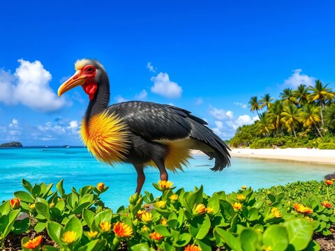 Majestic dodo, a flightless bird on a tropical island, extinct due to human impact,  species,  Indian Ocean