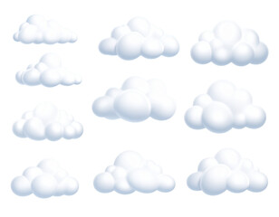 Fototapeta premium Illustration of clouds on a white background