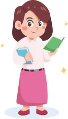 Cute Kid Girl Reading