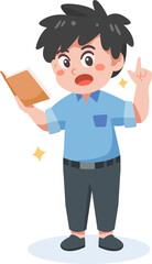 Cartoon Reader Kid Presenting