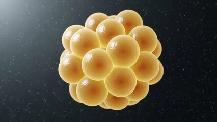 Golden Cell Cluster Microscopic Life with Glowing Background, Science, and Medicine.