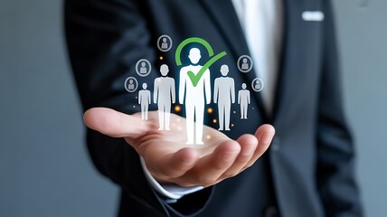 Selecting Best Employee and Leadership Talent Concept with Human Figures in Hand