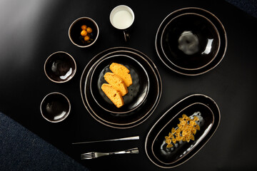 Black ceramic tableware
