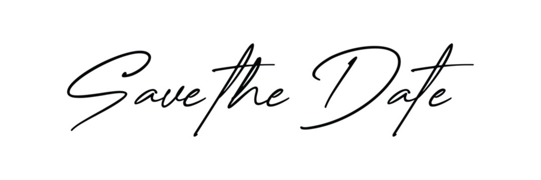 Save the date ink writing in modern calligraphy style. save the date lettering . wedding lettering . vector brush hand lettering .wedding typography phrase. type text art words. modern calligraphy .