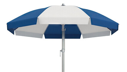 Blue and White Beach Umbrella with Silver Pole