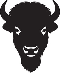 Buffalo Head in silhouette white background.