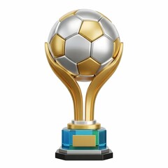 Soccer Football Trophy with Gold and Silver Ball on Glass Base
