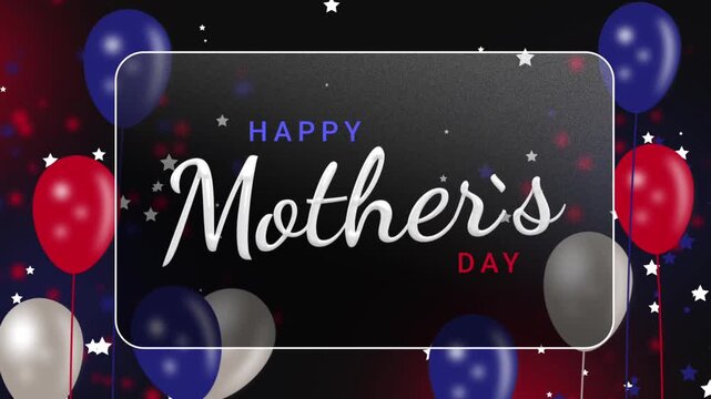 Happy Mother's Day greeting card animated text in white color . Suitable for Mother's Day Celebrations Around the World.