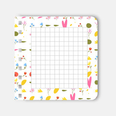 Torn lined notebook paper page with a vibrant spring floral border. The piece of Paper Creative stationery template for to-do lists, notes, spring greetings, and seasonal planners