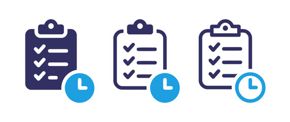 Set of survey completed and task done vector icons