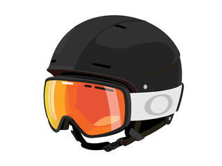 Ski helmet with orange visor in modern design  