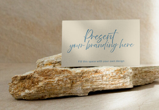 Elegant Card Mockup On Rustic Wood PSD