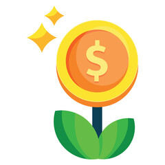 Plant with coin icon design. Growth plant icon design