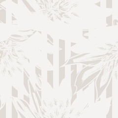 Fototapeta premium Cream Floral striped seamless pattern design