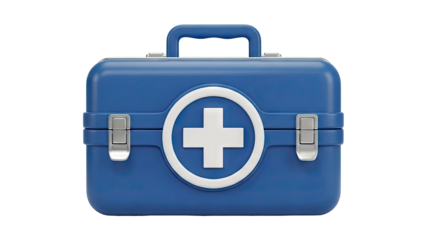 Blue First Aid Kit with White Cross Emblem