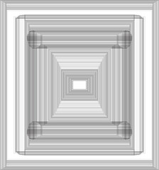 Obraz premium An empty futuristic corridor features white columns and a 3d render design where light illuminates a dark architectural hall and stone floor