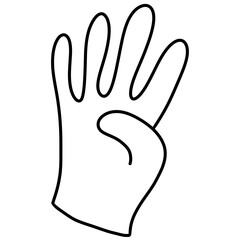 Obraz premium Minimal Open Hand Icon with Five Fingers Raised in Black and White Line Art
