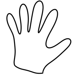 Obraz premium Minimal Open Hand Outline Icon with Spread Fingers in Black and White