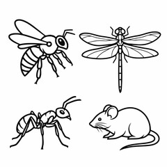 Black and White Insect and Mouse Icon
