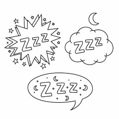 Illustration Simple Black and White Zzz Word Balloon