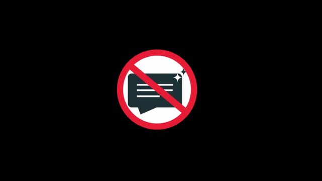 No AI Generated Text Icon. Artificial Intelligence Ban Icon Concept Animation Video - Transparent