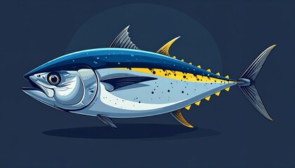 Obraz premium A colorful illustration of a fish with blue, yellow, and white hues