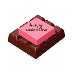 Valentine chocolate square with pink topping.