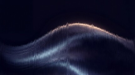 A serene wave crests on a dark ocean surface, viewed from a low angle at dusk with soft, ambient lighting