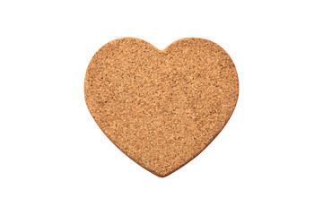 Heart shaped cork board texture piece, isolated on transparent background