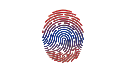 3D Fingerprint Icon with Red and Blue Gradient