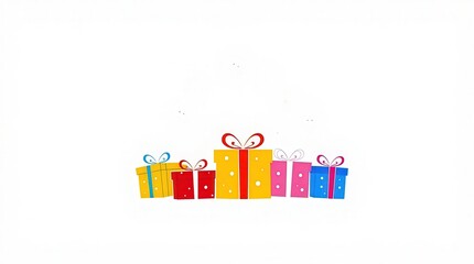 Obraz premium Colorful gifts arranged in a row with ribbons and bows