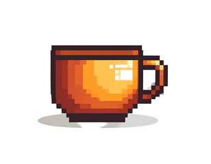 Pixel Art Coffee Cup Illustration.