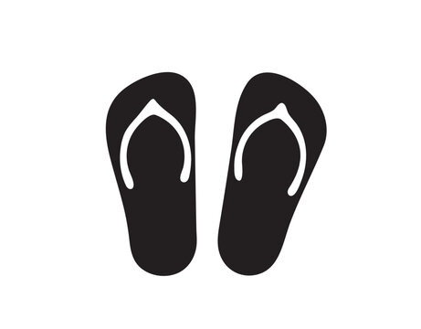 Flip Flops Sandals Icon Black White Minimal Vector