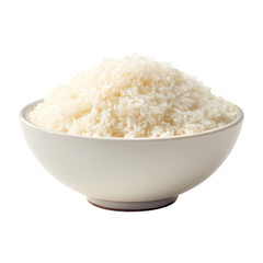 A bowl of white rice on a black background