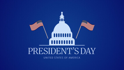 Celebration of Presidents Day with flags and the Capitol dome in the background