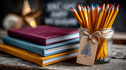 Back to school donation pack with pencils and books for educational support