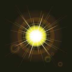 Radiant Sun with Golden Rays on Dark Background