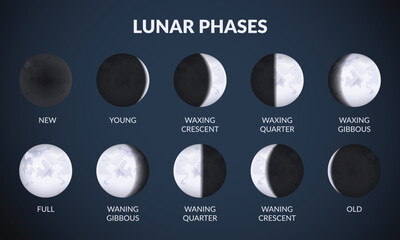 Lunar Phases Diagram with Moon Cycle Illustration