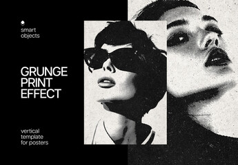 Grunge Print Poster Photo Effect Mockup