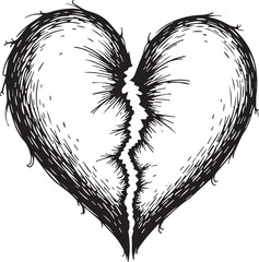 Obraz premium An artistic illustration of a broken heart, showcasing the raw emotion of heartbreak and loss, drawn in a expressive style.