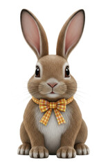 Obraz premium Cute rabbit with bowtie digital whimsical isolated on transparent background