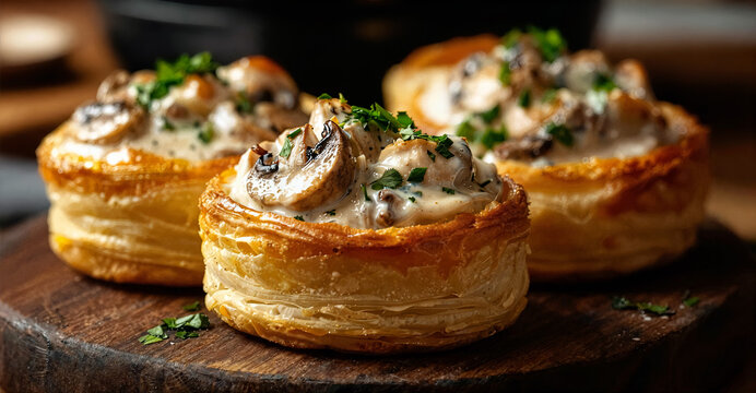 Bouch&eacute;es &agrave; la Reine aux Champignons et Sauce Cr&eacute;meuse