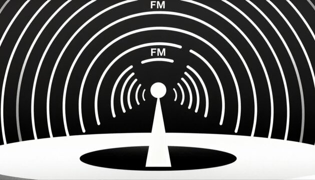 fm radio signal waves radiating from source perfect for world radio day