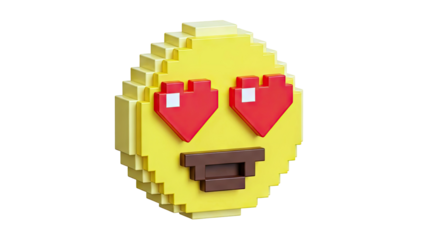3D Pixelated Emoji with Heart Eyes
