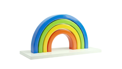 Colorful Arch Rainbow Toy on White Base