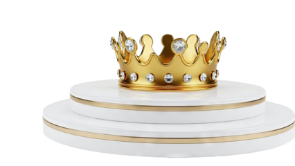 Golden Crown with Diamonds on Pedestal