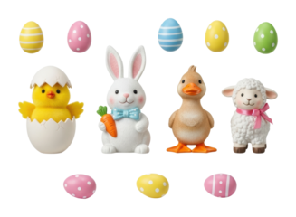 Easter celebration decorations festive display colorful environment isolated on transparent background